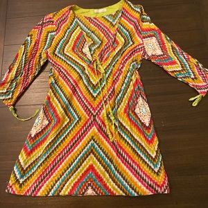 Shiraleah Chicago Beach Cover Up Dress Size Small Colorful Geometric Pattern